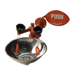 ES100-000 Wall Mounted Eyewash With Two Shower Heads and Stainless Steel Bowl